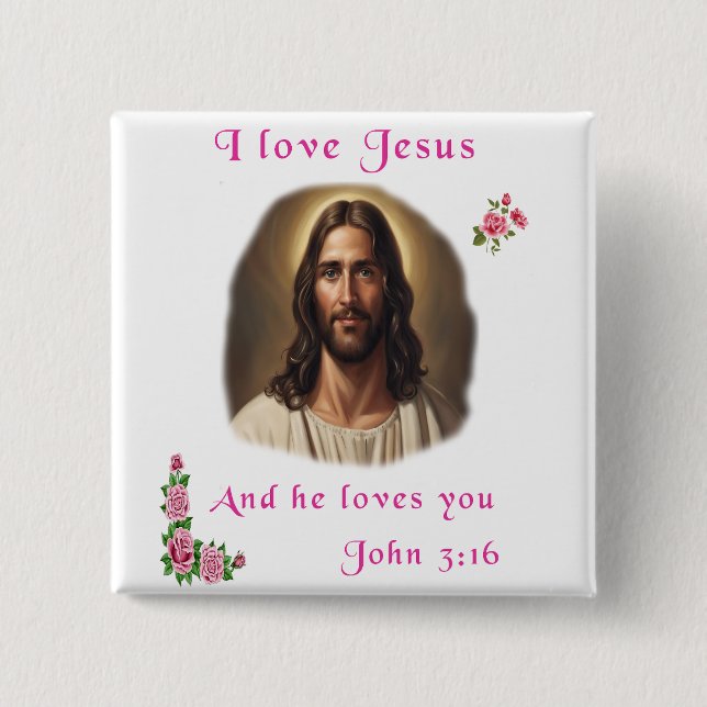 I love Jesus 15 Cm Square Badge (Front)