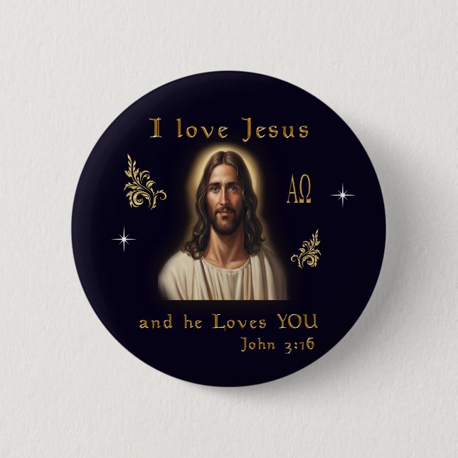 I love Jesus 6 Cm Round Badge (Front)