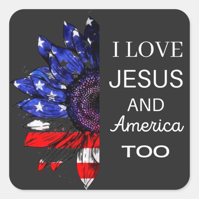  I Love Jesus and America Too Square Sticker (Front)