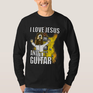 I Love Jesus And Guitar Electric Guitarist Christi T-Shirt