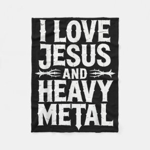I Love Jesus And Heavy Metal _9 Fleece Blanket