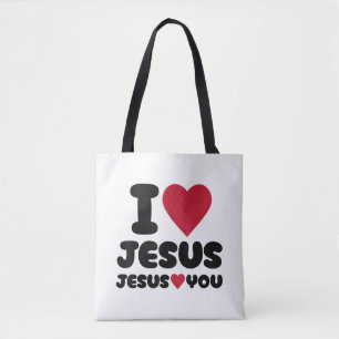 I Love Jesus and Jesus Loves You Christian Tote Bag