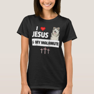 I Love Jesus and My Alaskan Malamute Paws Mum Dad T-Shirt