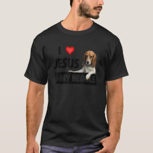 I Love Jesus And My Beagle Dog Mum Dad Pet Parent  T-Shirt