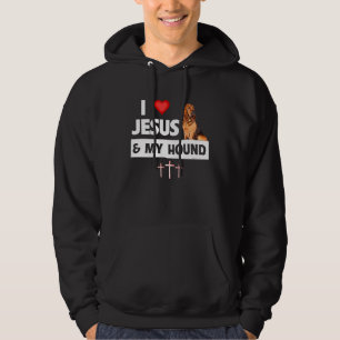 I Love Jesus and My Bloodhound Hunting Dog Mom Dad Hoodie