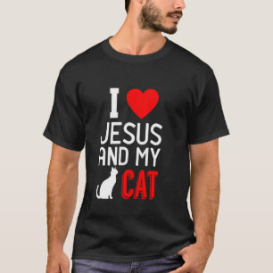 I Love Jesus And My Cat Christian Cat Lover T-Shirt