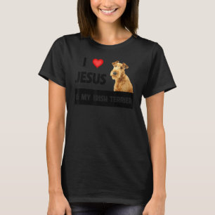 I Love Jesus And My Irish Terrier Dog Mum Dad Chri T-Shirt