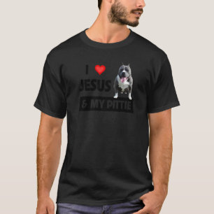 I Love Jesus And My Pittie Pitbull Dog Mum Dad Pet T-Shirt