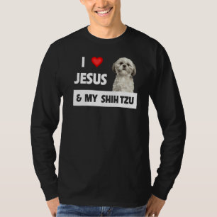 I Love Jesus And My Shih Tzu Mum Dad Christian Dog T-Shirt
