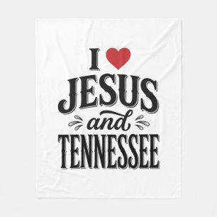 I Love Jesus and Tennessee Vintage Christian Desig Fleece Blanket