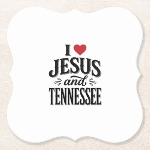 I Love Jesus and Tennessee Vintage Christian Desig Paper Coaster