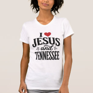 I Love Jesus and Tennessee Vintage Christian Desig T-Shirt