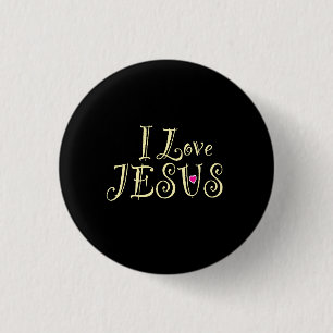 ‘I Love Jesus’ Black 3 Cm Round Badge