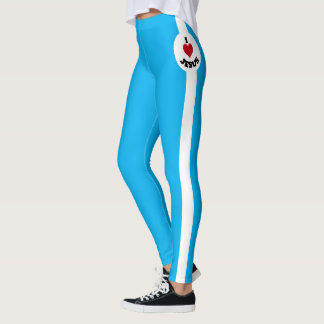 I Love Jesus, Blue With White Stripe Leggings