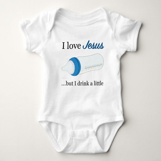 I love Jesus, but I drink a little. (Blue) Baby Bodysuit (Front)