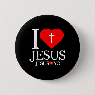 I Love Jesus Christian Cross God Faith Bible Relig 6 Cm Round Badge