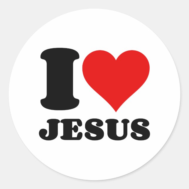 i love jesus classic round sticker (Front)