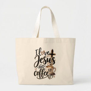 I love Jesus & coffee Large Tote Bag