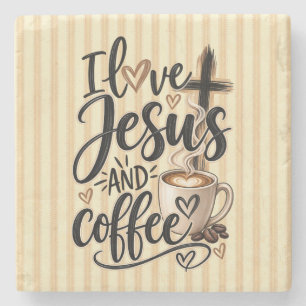 I love Jesus & coffee Stone Coaster