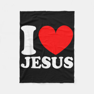 I Love Jesus Cute Religious Christian Religious  Fleece Blanket