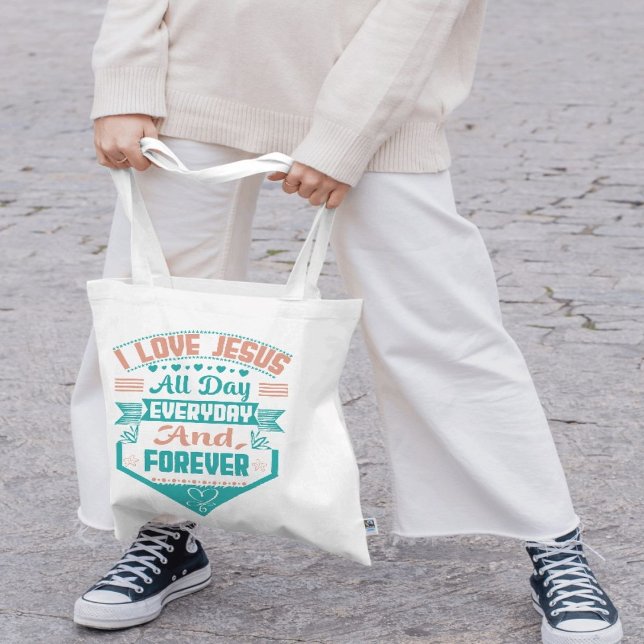 I Love Jesus Faith Christian Tote Bag (Creator Uploaded)