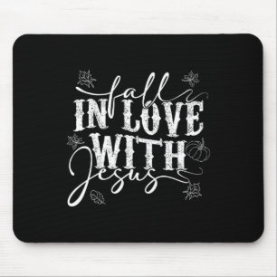 I Love Jesus Fall Leaves And Pumpkin Autumn Thanks Mouse Pad
