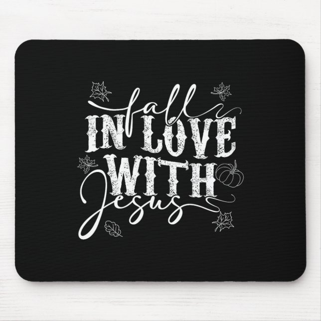 I Love Jesus Fall Leaves And Pumpkin Autumn Thanks Mouse Pad (Front)