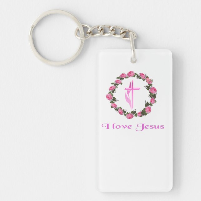 I love Jesus gifts Key Ring (Front)