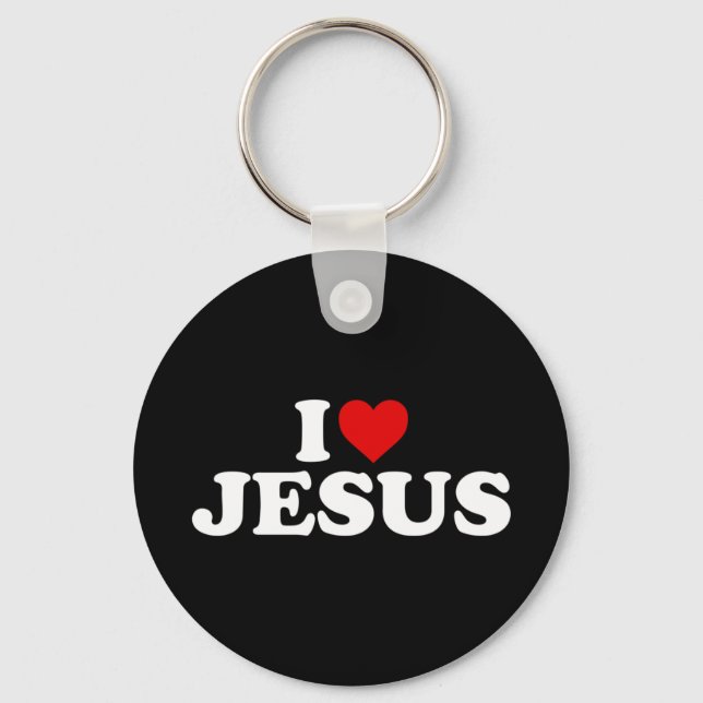 I Love Jesus - Heart Pullover HoodieFeatures a red Key Ring (Front)