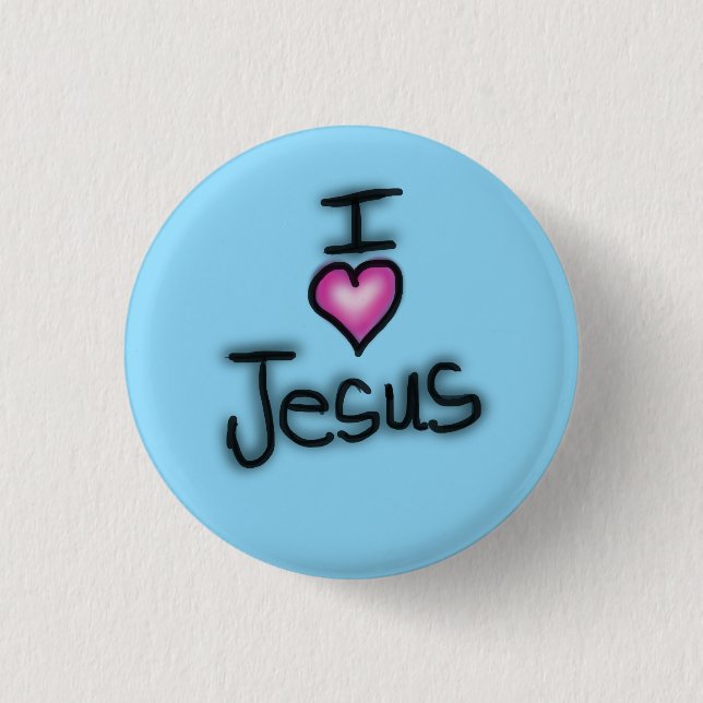 I Love Jesus I Heart Jesus Baby Blue  3 Cm Round Badge (Front)