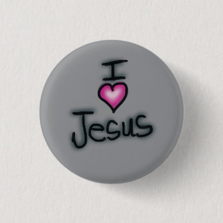 I Love Jesus I Heart Jesus Grey 3 Cm Round Badge