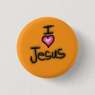 I Love Jesus I Heart Jesus Orange  3 Cm Round Badge