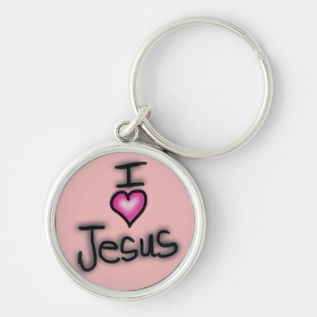 I Love Jesus I Heart Jesus Pink  Key Ring (Front)