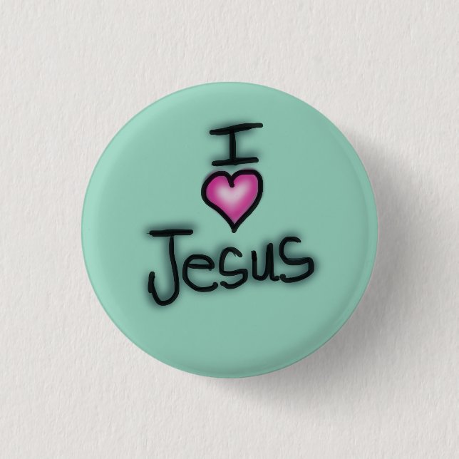 I Love Jesus I Heart Jesus Teal Green  3 Cm Round Badge (Front)
