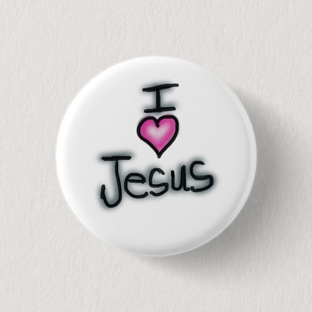 I Love Jesus I Heart Jesus White  3 Cm Round Badge (Front)