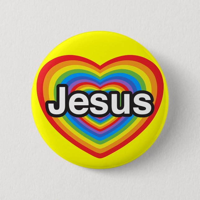 I love Jesus. I love you Jesus. Heart 6 Cm Round Badge (Front)
