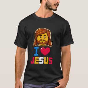 I Love Jesus Master Builder Building Bricks Blocks T-Shirt