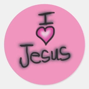 I Love Jesus Pink Heart Classic Round Sticker