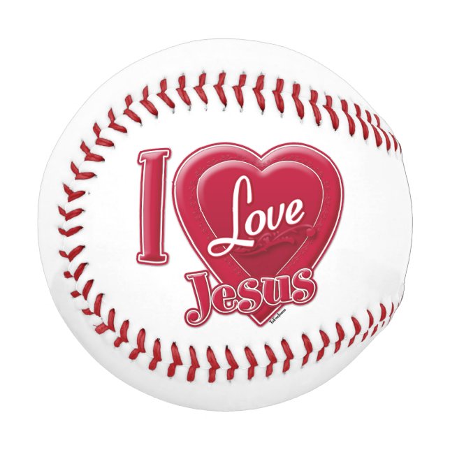 I Love Jesus Red Heart Baseball (Front Left)