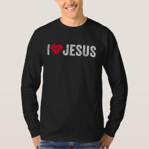 I Love Jesus Red Heart Christian Faith Believer Re T-Shirt