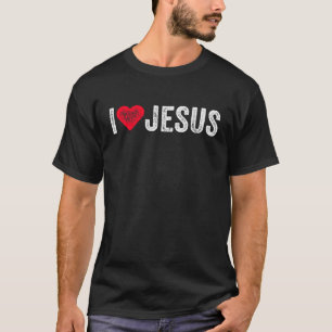 I Love Jesus Red Heart Christian Faith Believer Re T-Shirt