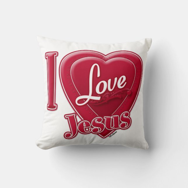 I Love Jesus Red Heart Cushion (Front)