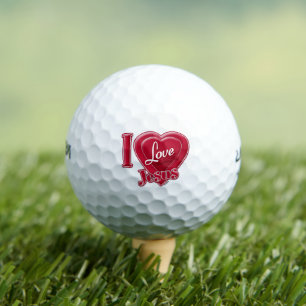 I Love Jesus Red Heart Golf Balls