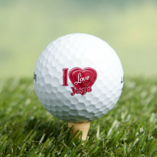 I Love Jesus Red Heart Golf Balls (Insitu Tee)