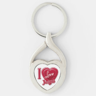 I Love Jesus Red Heart Key Ring
