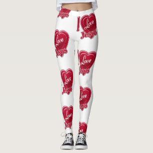 I Love Jesus Red Heart Leggings