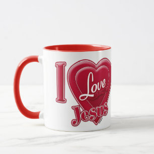 I Love Jesus Red Heart Mug