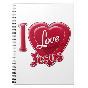 I Love Jesus Red Heart Notebook