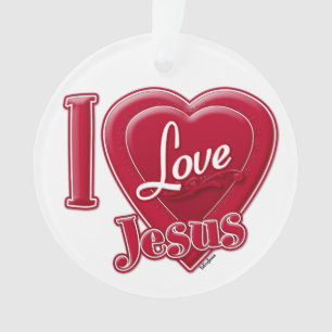 I Love Jesus Red Heart Ornament