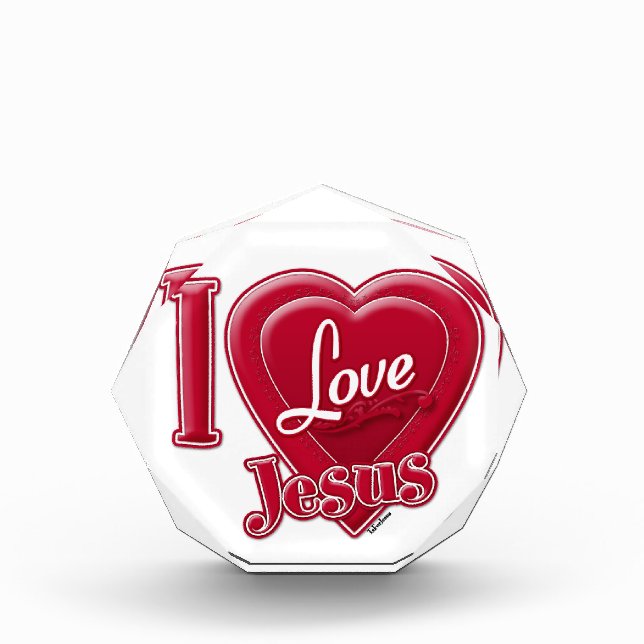 I Love Jesus Red Heart Photo Block (Front)